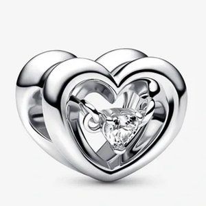 Pandora Radiant Heart & Floating Stone Charm  power of love Pendant